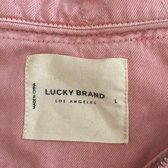 Women's NWT Lucky Brand Under A Cloud Cropped Jacket Pink Large w/Removable Hood - Picture 4 of 15